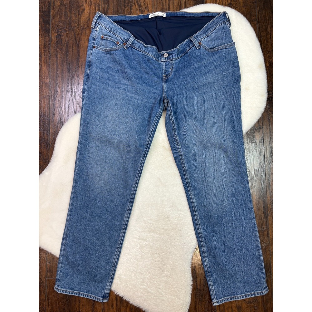 Abercrombie & Fitch Maternity Jeans 33 Long Ankle Straight Stretch Denim